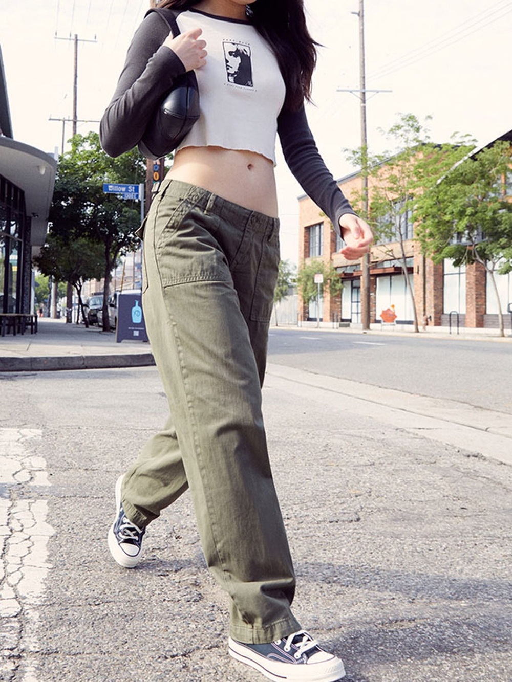 J. Galt Parker Cargo Pants Olive Green Low Rise Relaxed Size S Y2K
